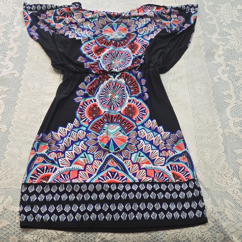 Signature by Sangria Multicolor Geometric Dress Sz 8